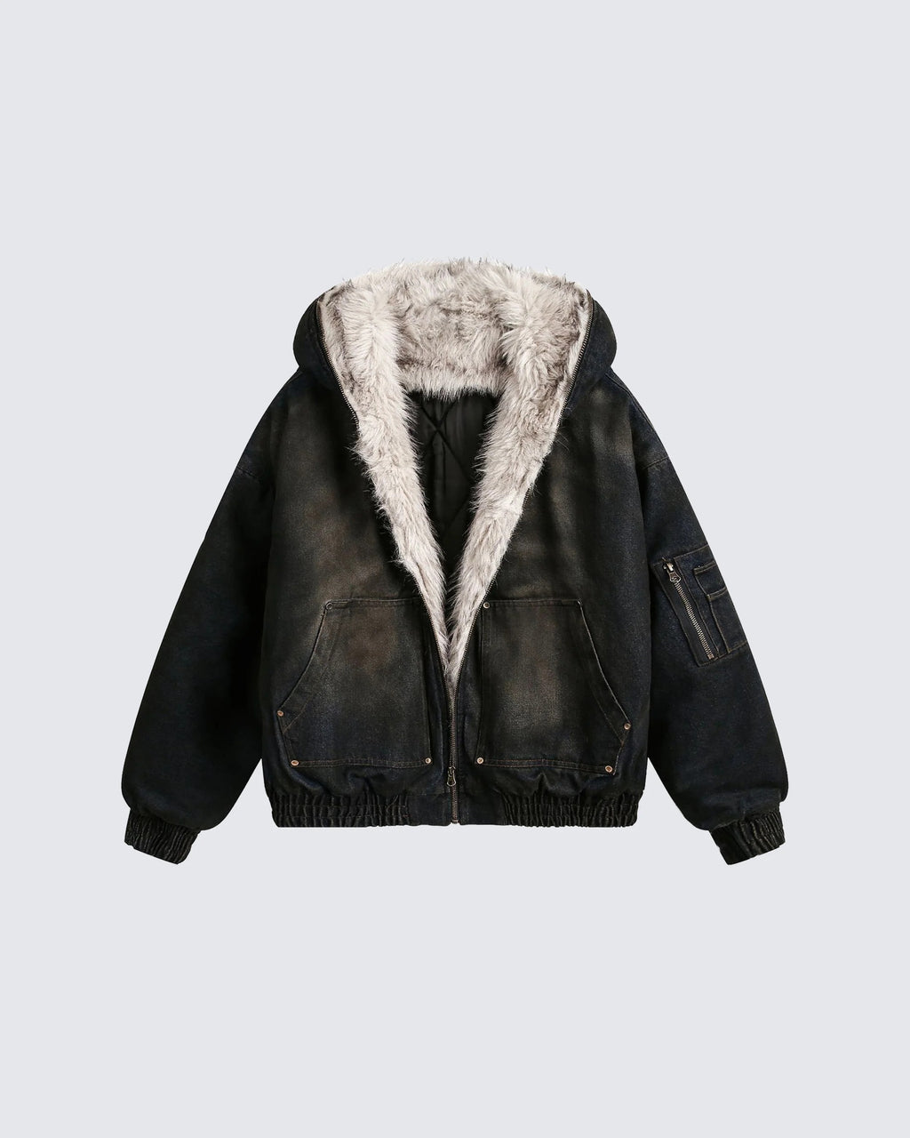 Chaqueta con capucha de estilo vintage desgastado