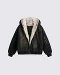 Chaqueta con capucha de estilo vintage desgastado