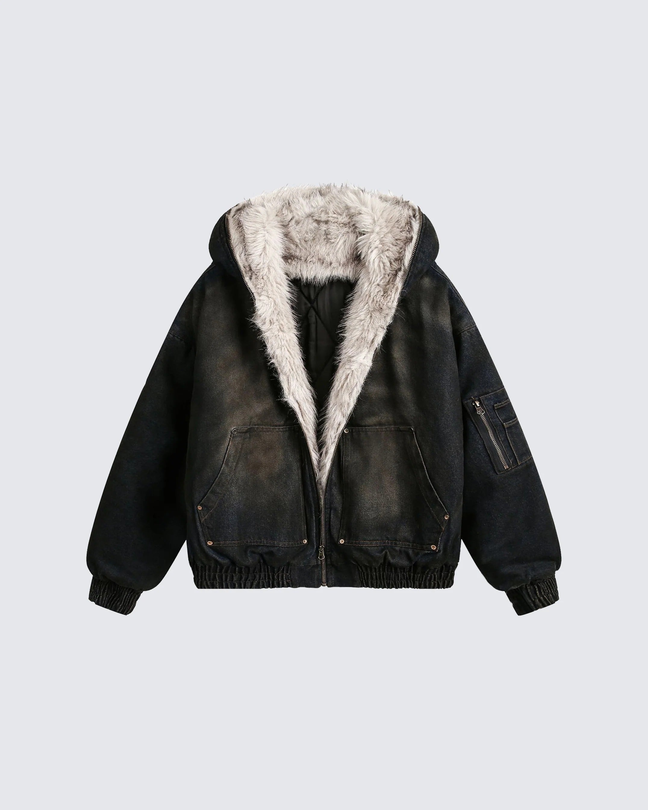 Chaqueta con capucha de estilo vintage desgastado